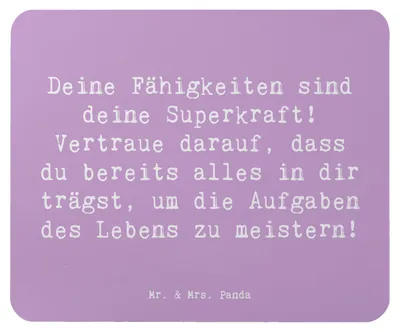 Produktbild von Mr. & Mrs. Panda Mousepad Spruch Vertrauen in Fähigkeiten - Lavendeltraum - Geschenk, Mutmacher, Mauspad, Trost, laptop, ermutigende Geschenke, Zuversicht, Vertrauem, pc