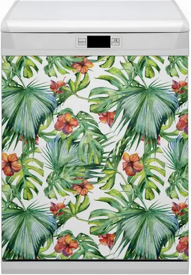 Produktbild von Küche Dekorative Magnete  Magnet Folie für Geschirrspüler 60x80 cm   - Hawaiianische Blätter