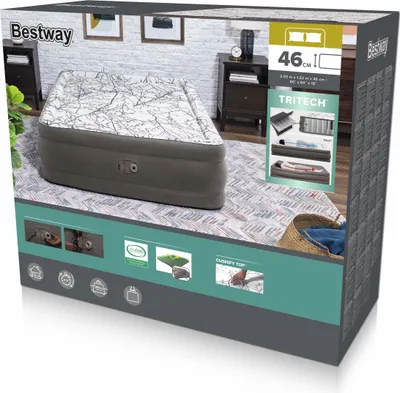 Zdjęcie produktu dla Poduszka powietrzna Bestway® TriTech™ Cushify Top™ ze zintegrowaną pompką elektryczną Double XL/Mid 203 x 152 x 46 cm