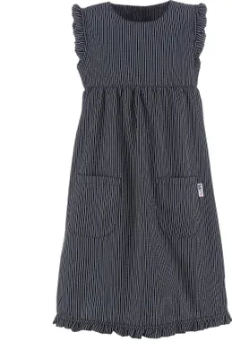Produktbild von modAS Kinder Fischerkleid Mädchenkleid Maritim - Streifenkleid Kleid für Mädchen mit Streifen aus Baumwolle breit gestreift Blau in Größe 98