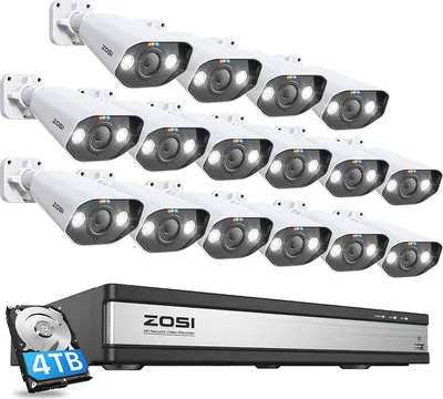 Produktbild von ZOSI 5MP Überwachungskamera Set, 16CH 4K 4TB PoE NVR und 16X 5MP PoE IP Kamera für Personenerkennung, Farbnachtsicht