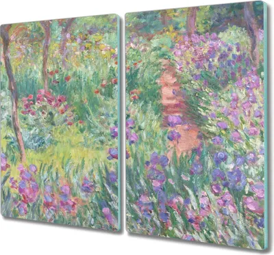Produktbild von Coloray Hackbrett Kochplattenabdeckung Herdabdeckplatte 2x30x52 cm Schneidebrett Küchenbrett - Garten in Giverny Monet