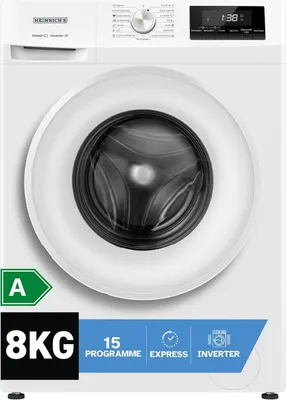 Produktbild von Heinrich´s Waschmaschine 8kg, 15 Programme, 1400 U/min, Inverter Motor, LED-Display, Aqua-Stop, Timer, Kindersicherung, leise,  – Weiß