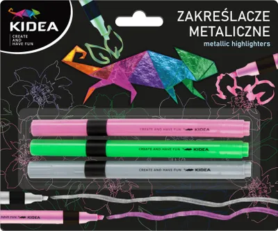 Zdjęcie produktu dla Kidea Metaliczne Zakreślacze - 3 sztuki