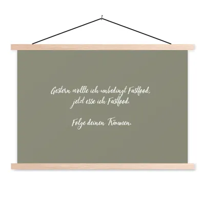 Produktbild von MuchoWow® Textilposter Gestern wollte ich unbedingt Fastfood - Sprichwörter - Fastfood-Liebhaber - Zitate 60x40 cm mit holzfarbenen Rahmen - Bilder