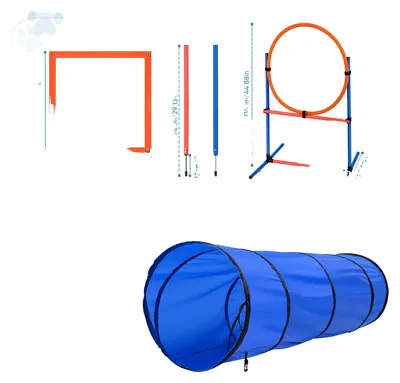 Image de Équipements pour les sports canins, tunnel, ensemble de haies, couleur bleue