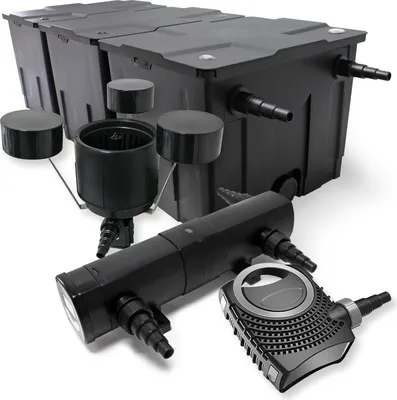 Produktbild von Wiltec Komplettset: CBF-350C Teichfilter bis 90000 L Teichfilteranlage als Durchlauffilter, NEO10000 Teichpumpe 10000l/h 80W, CUV-236 Teichklärer UVC Klärer mit 36W, CSP-250 Schwimmskimmer 2500l/h 45W