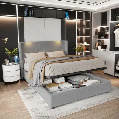 Immagine prodotto di Letto contenitore - Letti contenitori - Letto con spazio contenitore - Letto imbottito - Letto matrimoniale