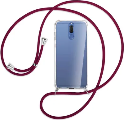 Produktbild von Handykette Backcover-Schutzhülle mit Band (Metall silberfarben) für Huawei Mate 10 Lite / G10 - dunkelrot