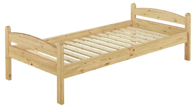 Produktbild von Einzelbett Bettrahmen 90x200 Kieferbett natur Massivholz Futonbett Zubehör wählbar V-60.32-09Rollrost inkl.