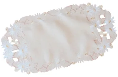 Productafbeelding van Tafelkleed LOLA, bloemenrand, geborduurd, dezelfde kleur, polyester, 35 x 70 cm