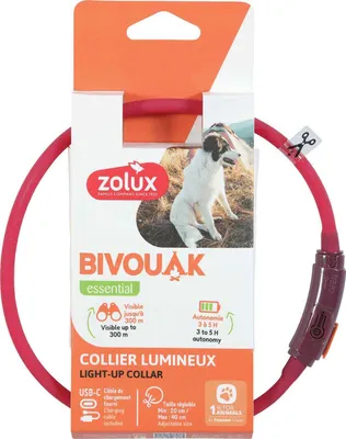 Obrázok produktu pre Obojok LED malý BIVOUAK 20-40cm USB červená Zolux