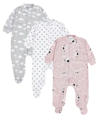 Produktbild von TupTam Baby Mädchen Schlafstrampler mit Fuß 3er Pack, Farbe: Farbenmix 1, Größe: 68