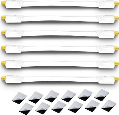 Produktbild von 6x ARLI Fensterdurchführung UltraSlim Weiß | TV SAT Flachkabel 0,2 mm vergoldet DVB-S2 DVB-T2 für Fenster & Türen