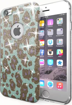 Obrázek produktu pro NALIA pro IPHONE 6 / 6S Pouzdro TPU Silikonový kryt Sparkle Leopard - Tyrkysově modrý
