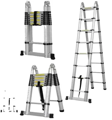 Image de Échelle télescopique, légère, grande capacité de charge, 2,5 m + 2,5 m (aluminium)