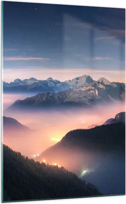 Produktbild von Bilder auf glas - Einteilig - Berge Wolken Nebel - 70x100cm - Glasbilder - Wandbilder - Bilder - zum Aufhängen bereit - Wanddekoration aus Glas - Glas Bilder - Wandbild auf Glas - GPA70x100-5004