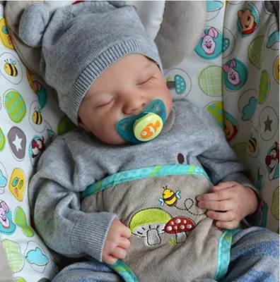 Produktbild von 19inch Babypuppen reborn Baby Puppe Lebensecht Handgefertigt Weich Silikon-Vinyl Junge, Ganzkörpersilikon