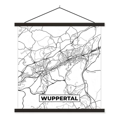 Obrázek produktu pro MuchoWow® Textilní plakát - Mapa - Wuppertal - Mapa města - 40x40cm - S černými lamelami
