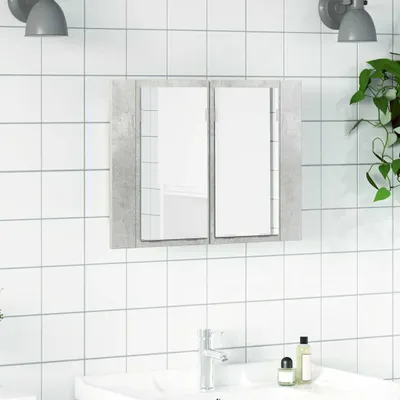 Immagine prodotto di vidaXL LED mobile specchio bagno grigio cemento 60x12x45 cm acrilico
