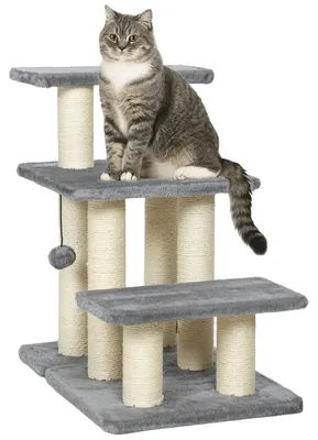Productafbeelding van PawHut Honden trap met 3 treden, 54 cm hoog, huisdieren trap voor kleine honden