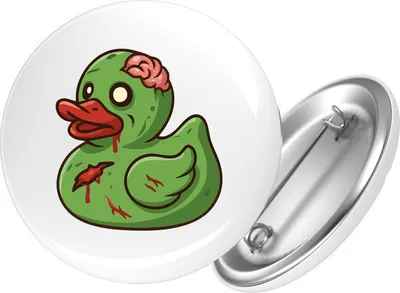 Produktbild von Huuraa Button Quietscheente Zombie Gummiente Halloween 25mm rund mit Sicherheitsnadel Ansteckbutton Geschenkidee