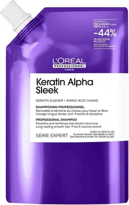 Image de Recharge de shampoing Keratin Alpha Sleek de L'Oréal Professionnel, 1 000 ml
