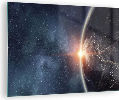Produktbild von Bilder auf glas - Einteilig - Kosmos Erde Sonne - 70x50cm - Glasbilder - Wandbilder - Bilder - zum Aufhängen bereit - Wanddekoration aus Glas - Glas Bilder - Wandbild auf Glas - GAA70x50-4343