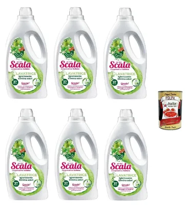 Produktbild von Scala detergente lavatrice Bergamotto e Legni Pregiati 1,5L Flüssigwaschmittel Bergamotte und Edelhölzer 6 x 1,5 l + Italian Gourmet polpa 400gr