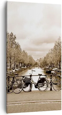 Produktbild von Bild auf Leinwand - Leinwandbild - Kanal Fahrräder Amsterdam Zentrum - 55x100cm - Wand Bild - Wanddeko - Leinwanddruck - Bilder - Kunstdruck - Leinwand bilder - Wandkunst - PA55x100-2971