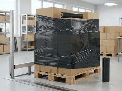 Produktbild von i-prema Handstretchfolie schwarz 500 mm x 300 m 23 µm reißfest blickdicht Stretchfolie für Pakete und Paletten