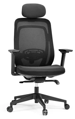 Produktbild von hjh OFFICE Profi Bürostuhl Vivadapt Ergonomischer Schreibtischstuhl mit Armlehnen (höhenverstellbar) Stoff / Netzstoff Schwarz Drehstuhl für Büro, Zuhause