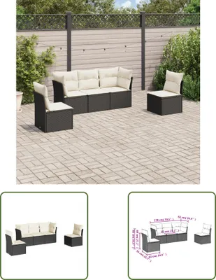 Produktbild von The Living Store 5-tlg. Garten-Sofagarnitur mit Kissen Schwarz Poly Rattan