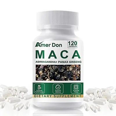 Obrázok produktu pre Maca + Ashwagandha + Panax ginseng 10 000 mg (120 kapsúl) – doplnok stravy, libido, vytrvalosť, sila, energia, sexuálne zdravie, nálada