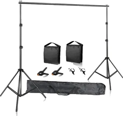 Produktbild von Fotografie-Unterstützungssystem, verstellbarer Hintergrund, Chromakey-Grünleinwand, Einfach mit Sandsack, 2x2m Ständer