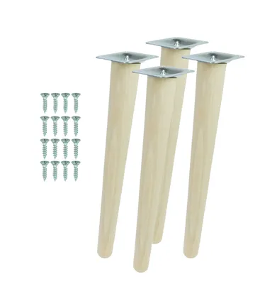 Produktbild von Schräge Buchenbein UNIQ 30 cm mit Montageplatte Rohbuche 4 Stück