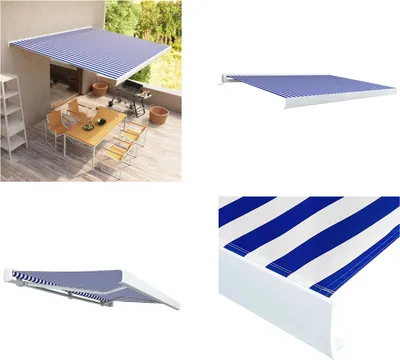 Obrázek produktu pro vidaXL Kazetová markýza s motorem 400x300 cm modrá a bílá - markýzy - markýzy na okna - markýzy na okna
