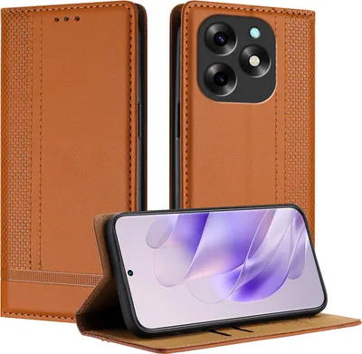 Produktbild von Handyhülle für itel S23 Plus Leder Flip Klappbare Schutzhülle mit Standfunktion Braun