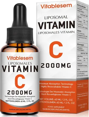 Produktbild von Liposomales Vitamin C Flüssig 2000 mg, Hochdosierte Ascorbinsäure, Maximale Absorption, Hochgradig Bioverfügbar, Sojafrei, Vegan, Gentechnikfrei