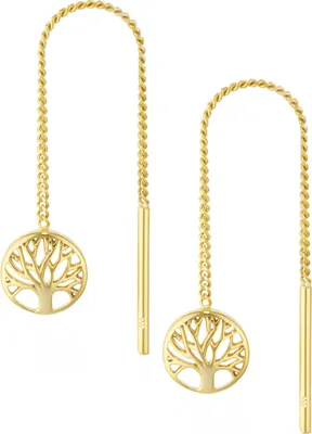 Produktbild von Paar Durchzieher Lebensbaum 333 Gelbgold 8Karat poliert 7x1,5mm Ohrringe