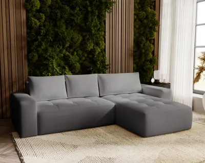 Produktbild von Ecksofa L Nevada 250 cm mit Bettkasten - Rechts, Ecksofa L-Form, Schlafsofa Dunkelgrau (Trinity 15)