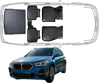 Produktbild von 3D Fußmatten & Kofferraumwanne Auto Set Kompatibel mit BMW X1 F48 2015 - 2022