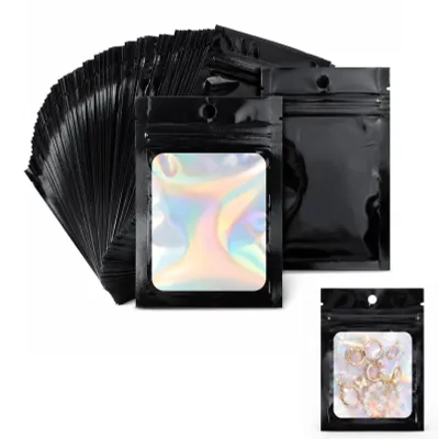 Wiederverwendbare Mylar-Ziplock-Beutel, holografisch, 100 Stück, 7x10 cm