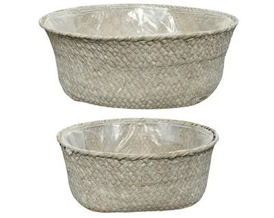 Produktbild von Korb Tablett Dekokorb Dekotablett Seegras Ø 30 cm Höhe 10 cm 2er Set