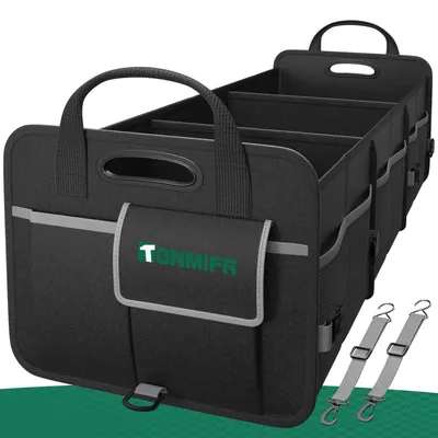 Image de Organisateur de coffre pliable, 92 litres, en Oxford 600D, avec 2 crochets de fixation et bandes réfléchissantes
