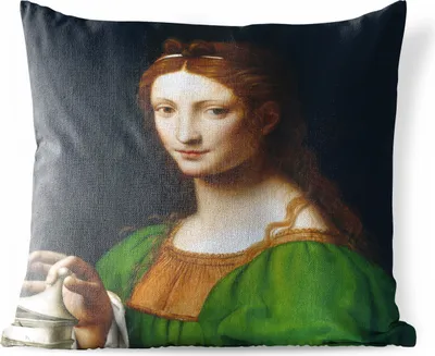 Produktbild von MuchoWow® Outdoor Kissen - Maria Magdalena - Leonardo da Vinci - 45x45 cm - Wetterfest - Lounge Kissen - Fotokissen - Dekoratives Kissen