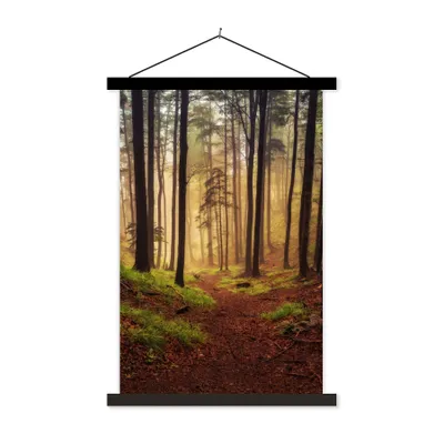 Produktbild von MuchoWow® Textilposter Bäume - Natur - Wald 60x90 cm mit schwarzem Rahmen - Poster Wohnzimmer