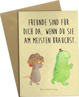 Produktbild von Mr. & Mrs. Panda Glückwunschkarte Schildkröte Maus - Gelb Pastell - Geschenk, dankeskarten, babykarte, weihnachtskarten, Beste Freundinnen, einladungskarten, Hilfe