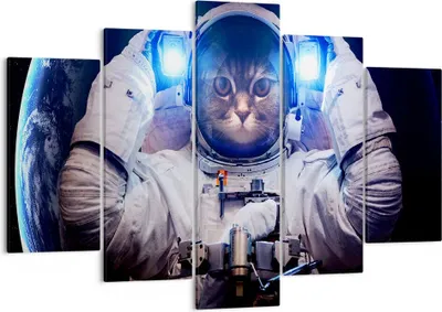 Produktbild von Bild auf Leinwand - Leinwandbild - Kosmonaut Katze - 150x100cm - Wand Bild - Wanddeko - Wandbilder - Leinwanddruck - Bilder - Kunstdruck - Wanddekoration - Leinwand bilder - Wandkunst - EA150x100-3734