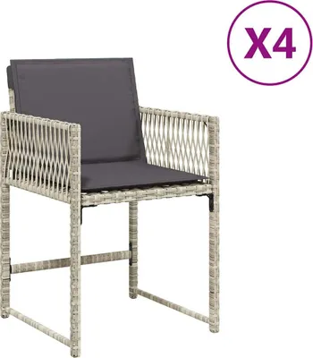 Immagine prodotto di vidaXL Sedie da giardino con cuscini 4 pz. Poli rattan grigio chiaro
